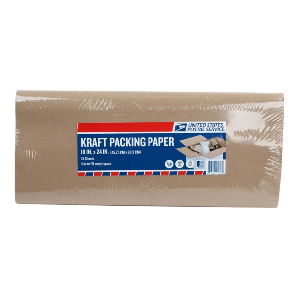 slide 1 of 1, United States Post Office Packing Paper, 18" X 24", Brown, Pack Of 15 Sheets, 15 ct