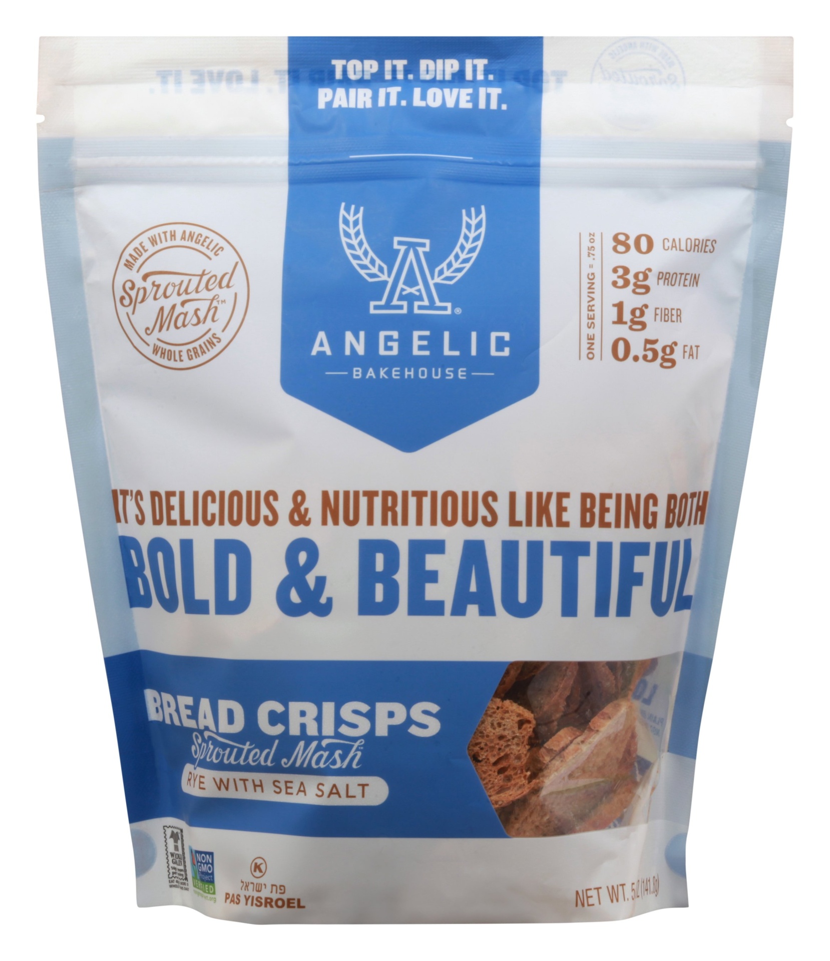 slide 1 of 1, Angelic Bakehouse Rye With Sea Salt Sprouted Mash Bread Crisps, 5 oz