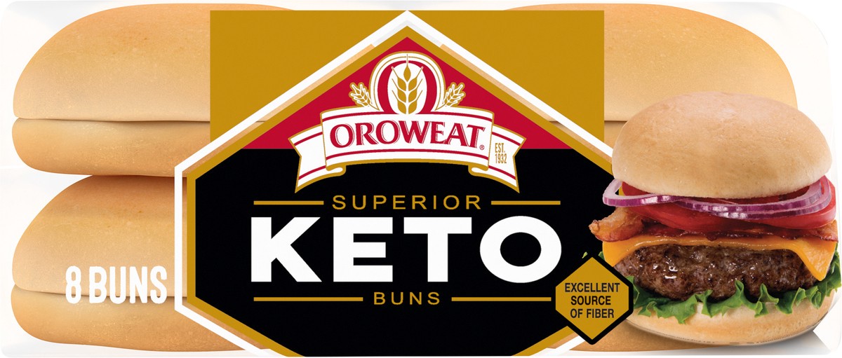 slide 2 of 7, Oroweat Superior Keto Plain Hamburger Buns, 8 count, 12 oz, 8 ct
