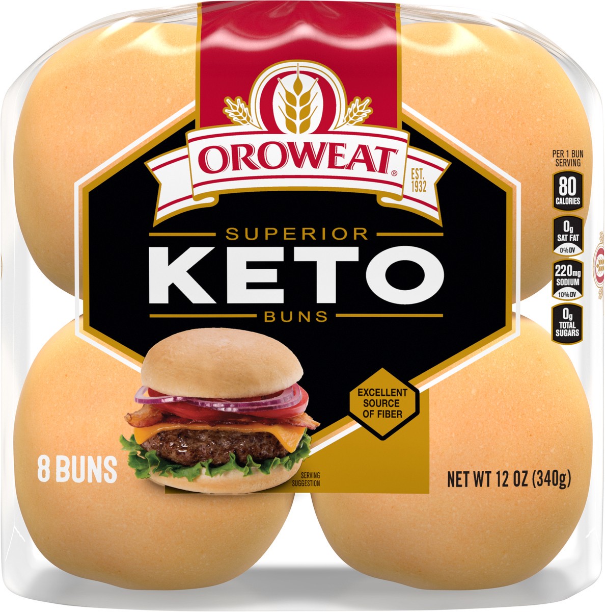 slide 5 of 7, Oroweat Superior Keto Plain Hamburger Buns, 8 count, 12 oz, 8 ct