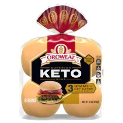 Oroweat Superior Keto Plain Hamburger Buns, 8 count, 12 oz