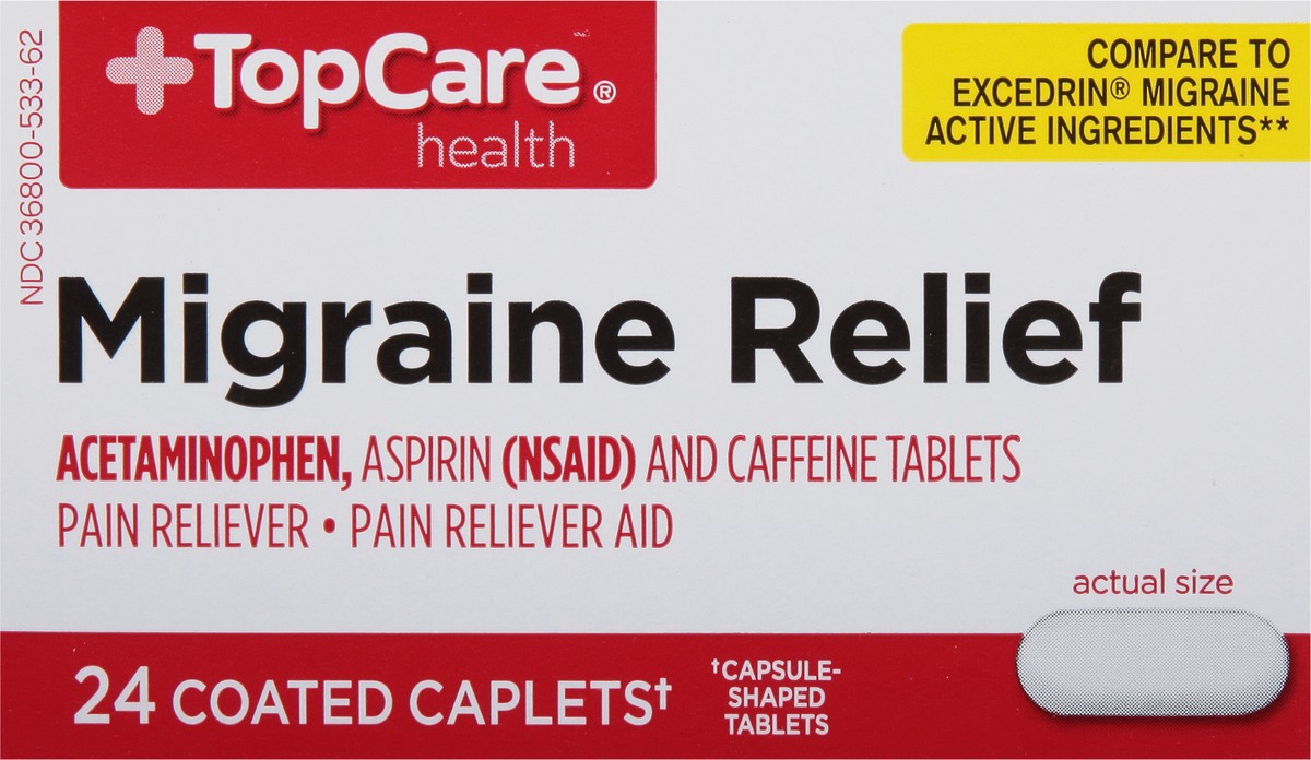 slide 15 of 15, TopCare Migraine Relief, 24 ct