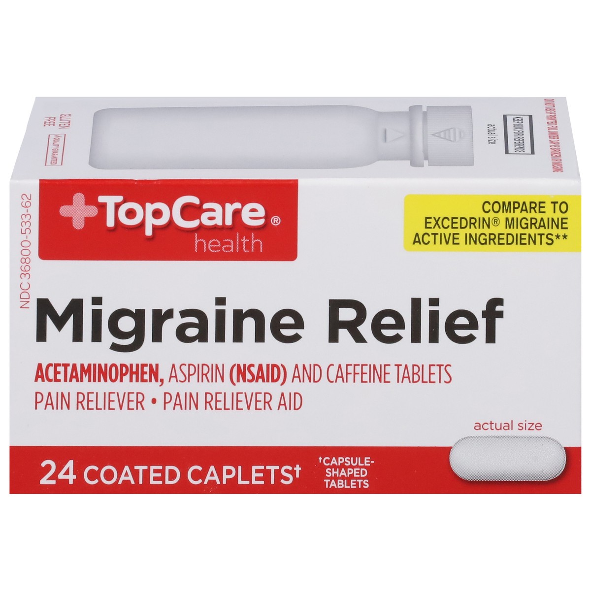 slide 1 of 15, TopCare Migraine Relief, 24 ct