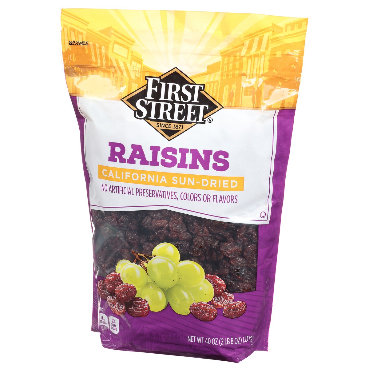 slide 10 of 12, First Street Raisins, 40 oz