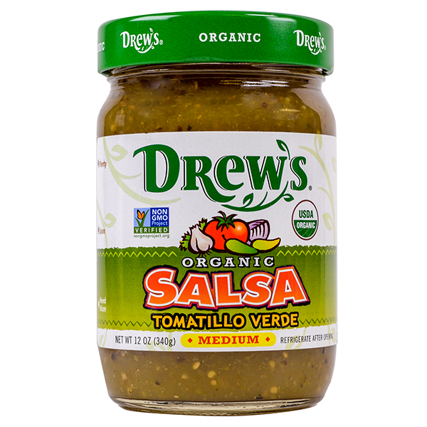 slide 1 of 1, Drew's Organic Tomatillo Verde Medium Salsa, 12 oz