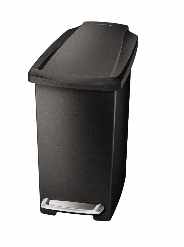 slide 1 of 1, simplehuman Slim Step Trash Can - Black, 10 liter