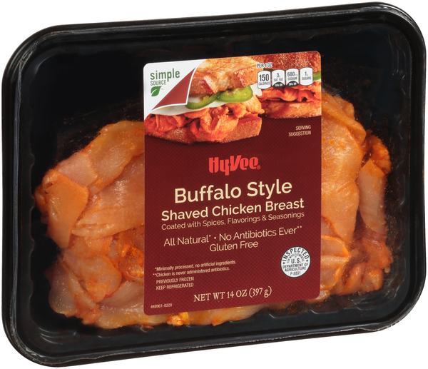 slide 1 of 1, Hy-vee Buffalo Style Shaved Chicken Breast, 14 oz