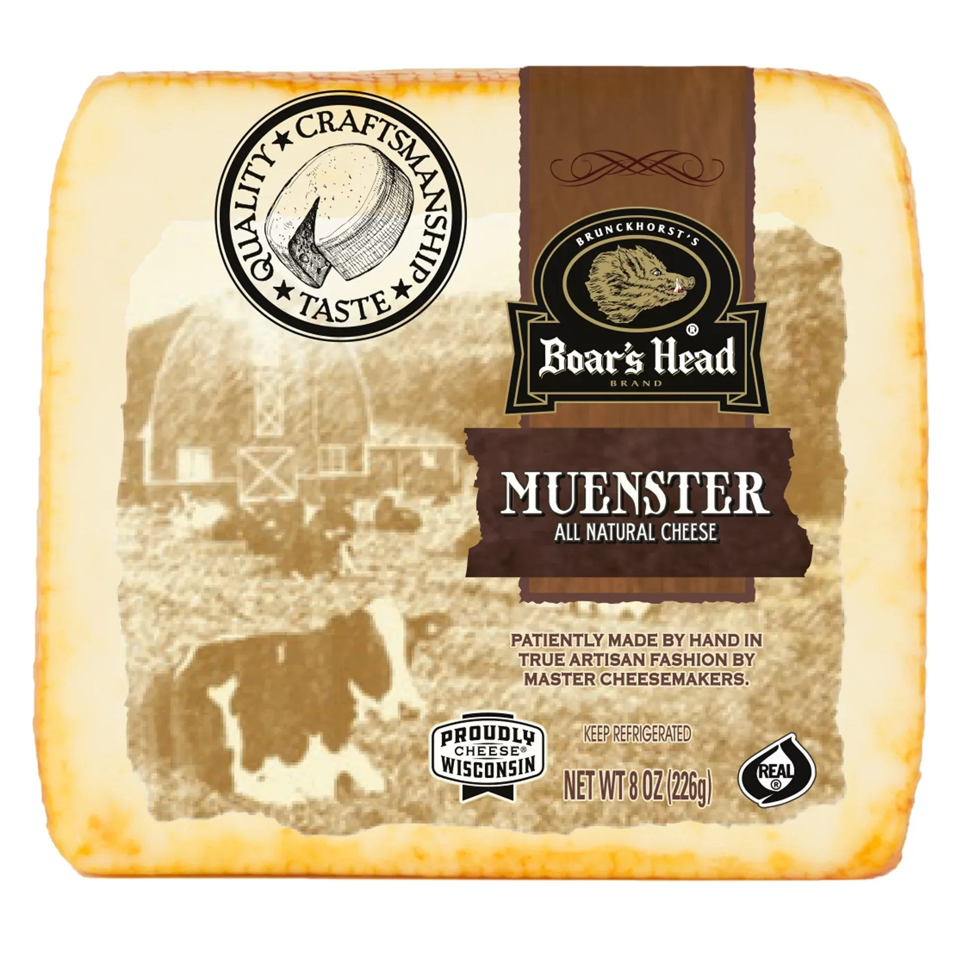 slide 1 of 1, Boar's Head Muenster Cheese Fresh Sliced Deli Cheese, per lb