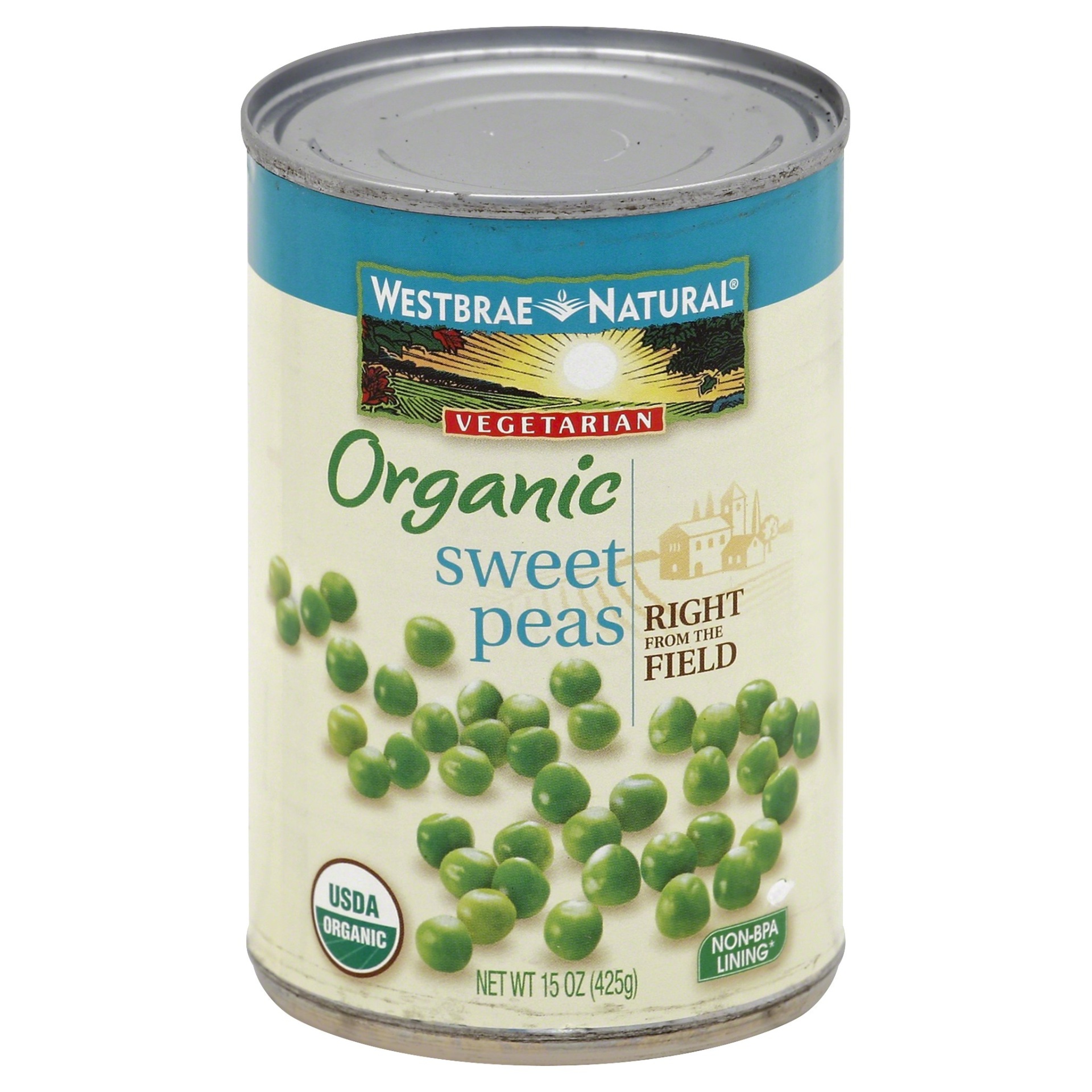 slide 1 of 1, Westbrae Natural Organic Sweet Peas, 15 oz