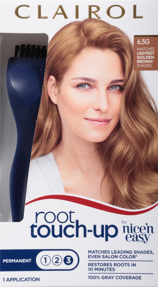 slide 4 of 9, Clairol Root Touch-up Permanent 6.5G Lightest Golden Brown Hair Color, 6.5 gram