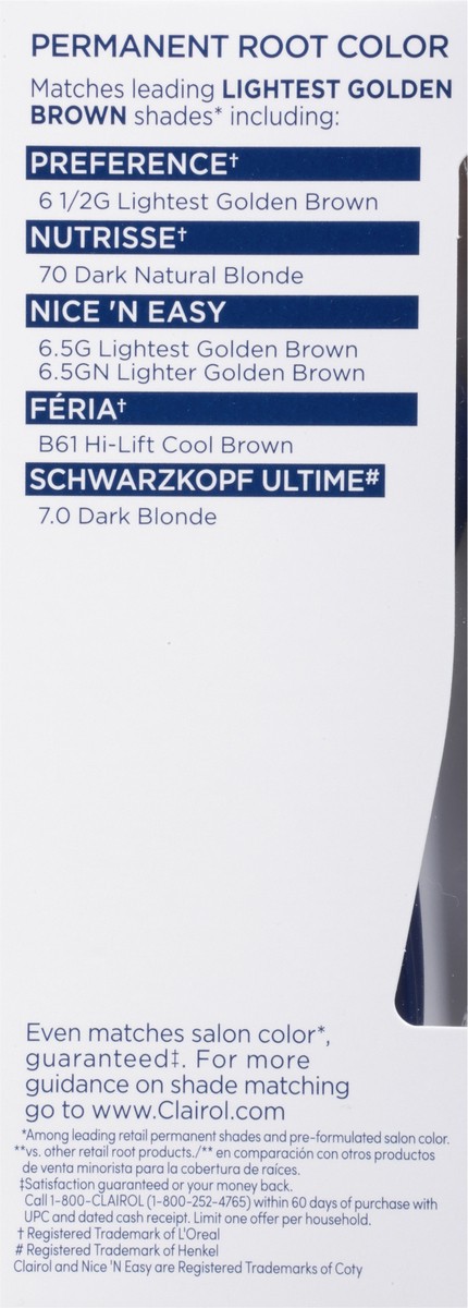 slide 5 of 9, Clairol Root Touch-up Permanent 6.5G Lightest Golden Brown Hair Color, 6.5 gram