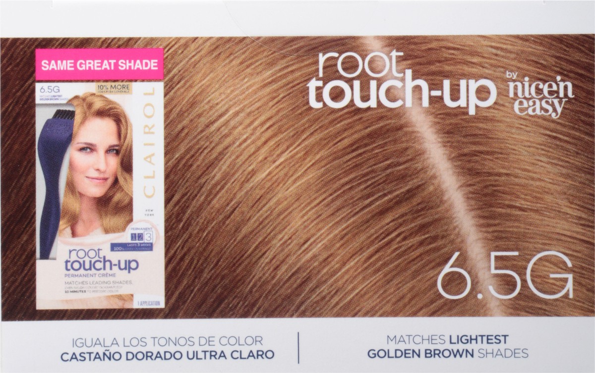 slide 7 of 9, Clairol Root Touch-up Permanent 6.5G Lightest Golden Brown Hair Color, 6.5 gram