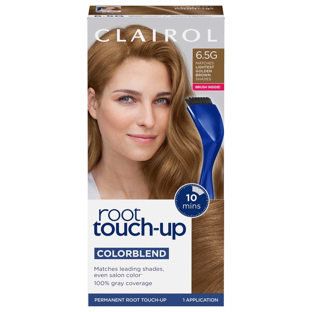 slide 1 of 9, Clairol Root Touch-up Permanent 6.5G Lightest Golden Brown Hair Color, 6.5 gram