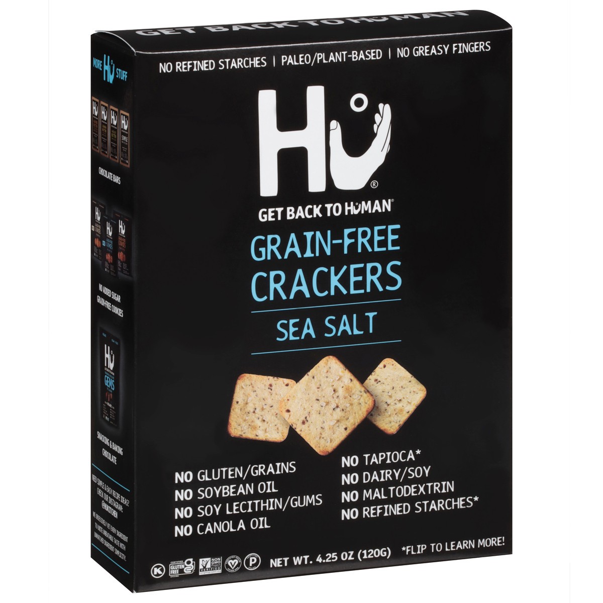 slide 2 of 9, Hu Sea Salt Grain Free Crackers, 4.25 oz