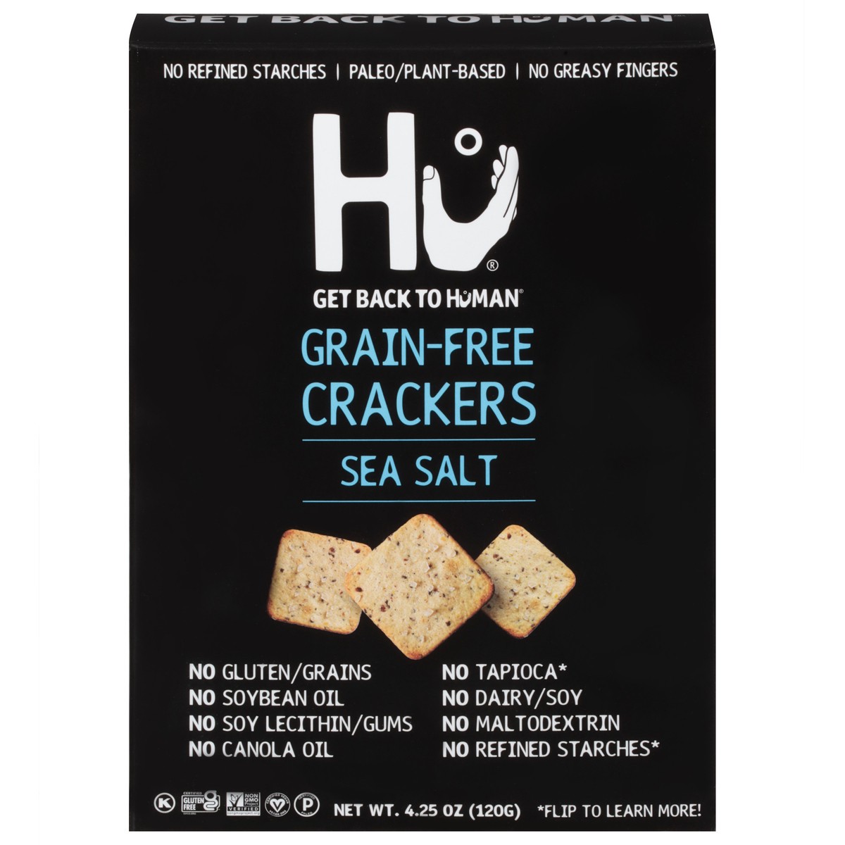 slide 1 of 9, Hu Sea Salt Grain Free Crackers, 4.25 oz