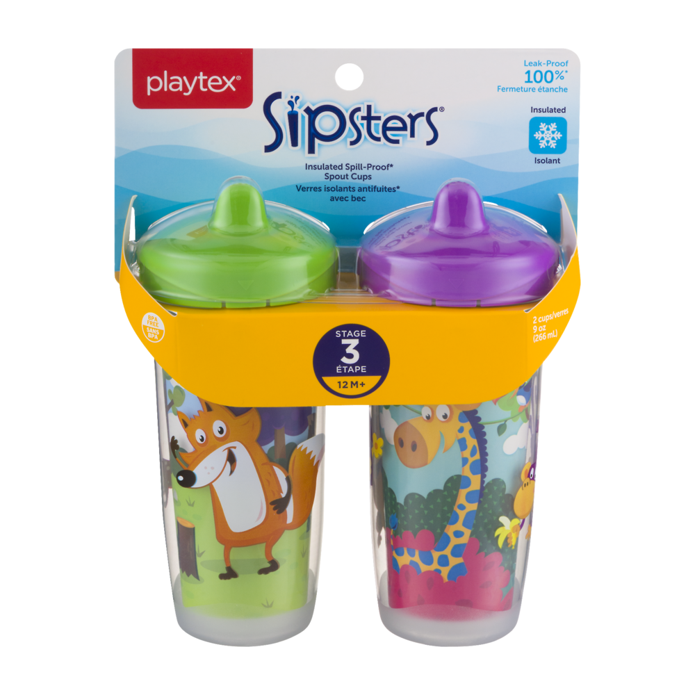 slide 1 of 1, Playtex Playtime Insulated Spill-Proof Cups, Assorted Colors, 2 ct