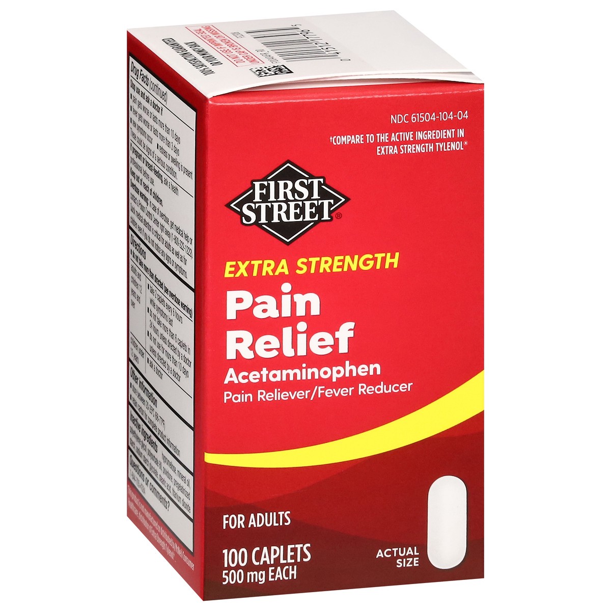 slide 8 of 16, First Street Fs Pain Rel Ex Str Cplt Comp Tylenol, 100 ct