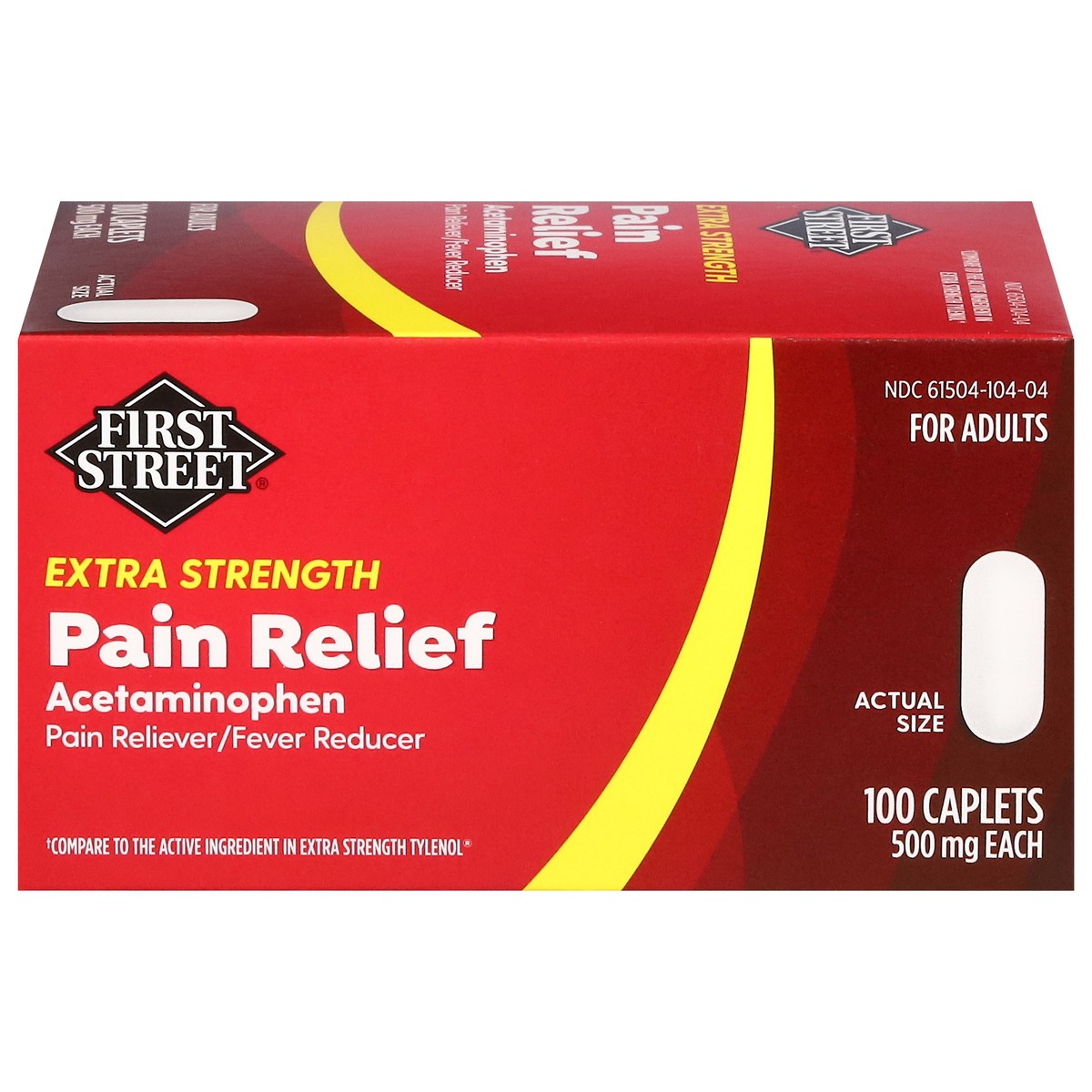 slide 14 of 16, First Street Fs Pain Rel Ex Str Cplt Comp Tylenol, 100 ct