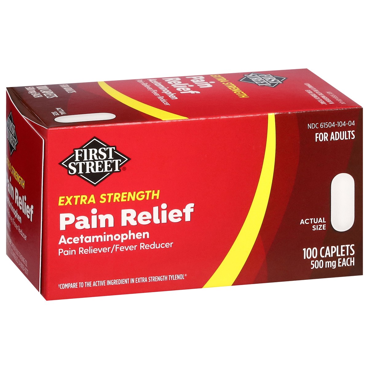 slide 4 of 16, First Street Fs Pain Rel Ex Str Cplt Comp Tylenol, 100 ct