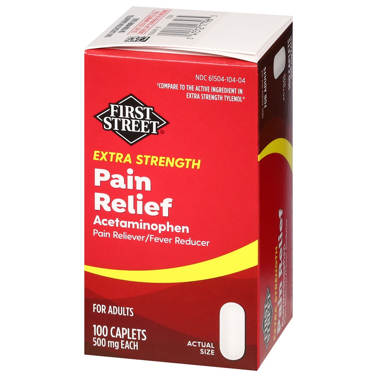 slide 9 of 16, First Street Fs Pain Rel Ex Str Cplt Comp Tylenol, 100 ct