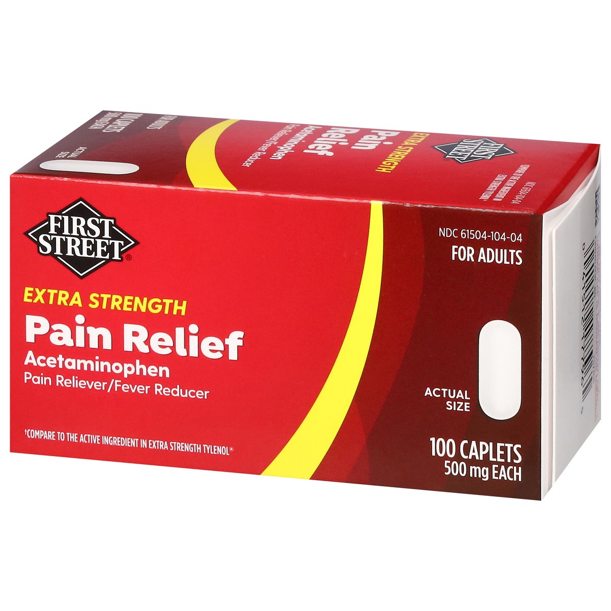 slide 6 of 16, First Street Fs Pain Rel Ex Str Cplt Comp Tylenol, 100 ct