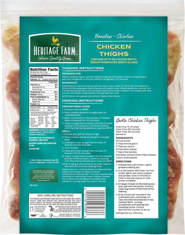 slide 2 of 2, Heritage Farm Boneless Skinless Chicken Thighs, 48 oz