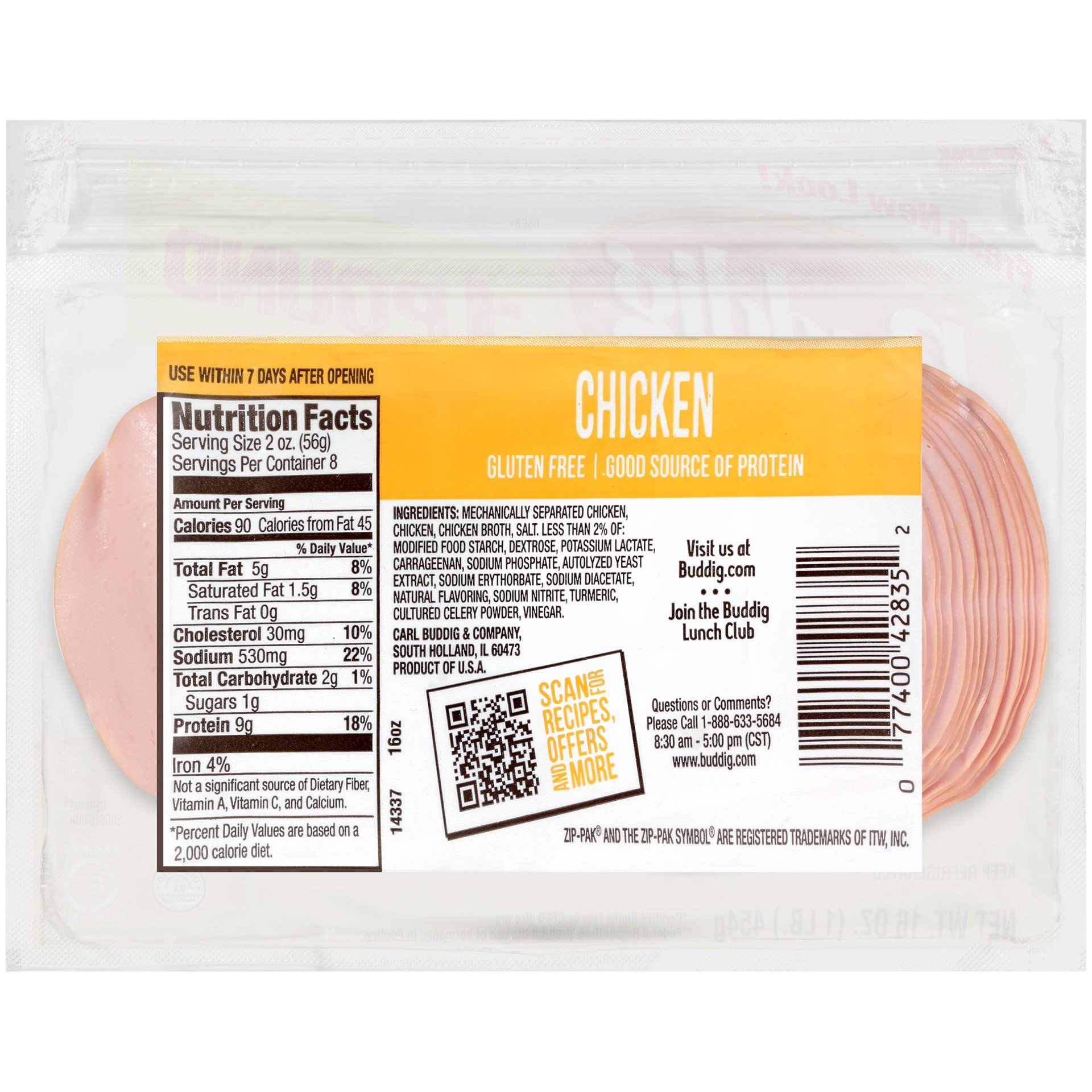 slide 3 of 6, Buddig Original Chicken, 16 oz