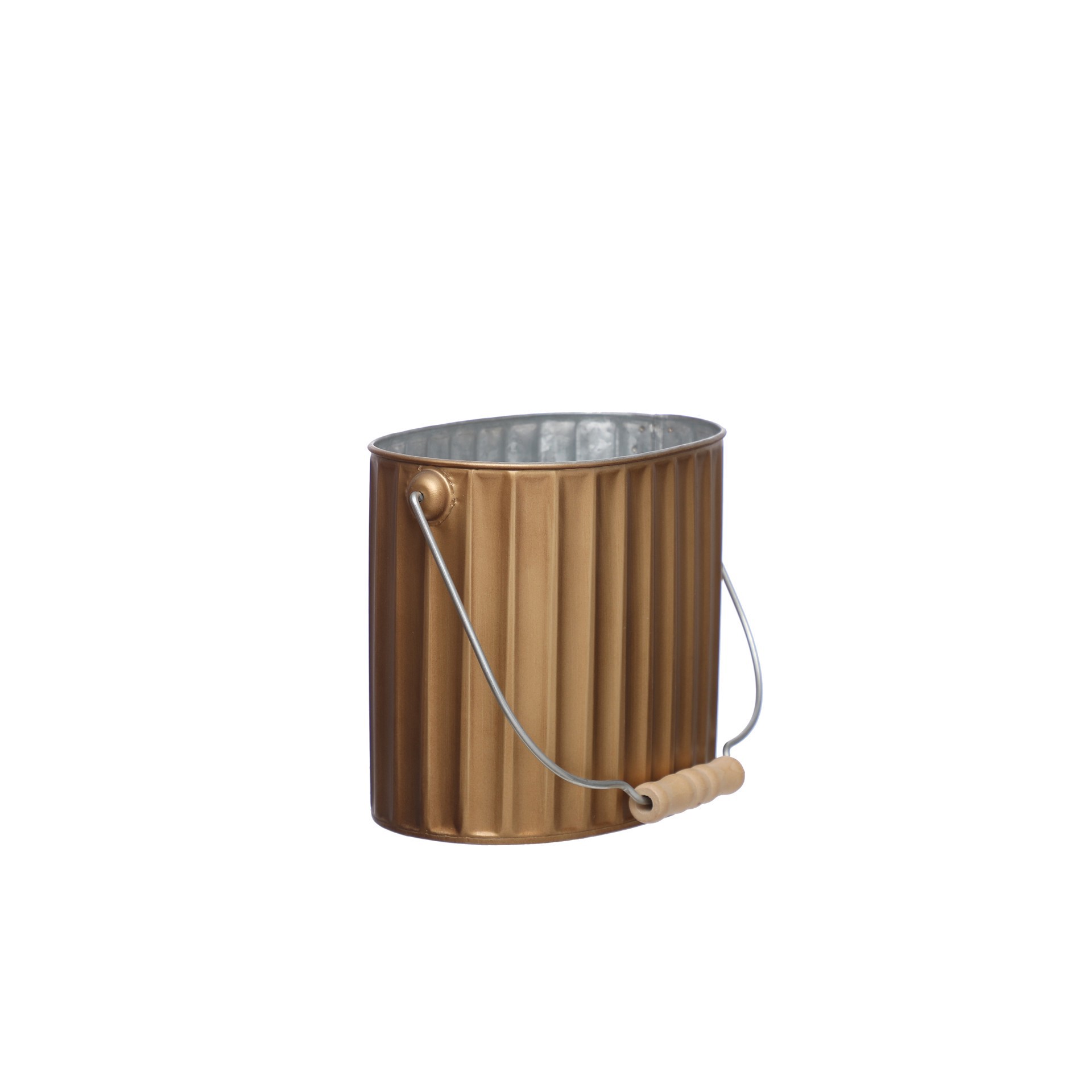 slide 3 of 3, 6" Gold Ribbed Metal Bucket By Ashland, 6 in