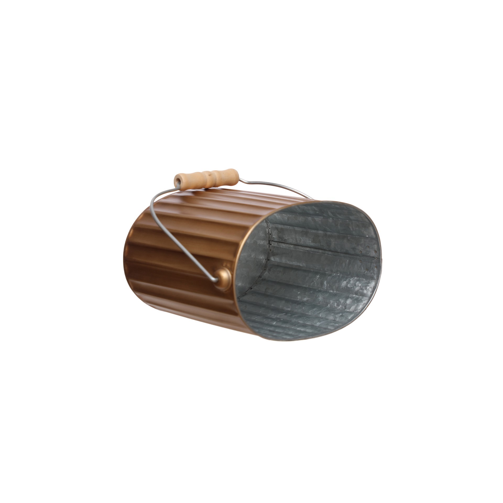 slide 2 of 3, 6" Gold Ribbed Metal Bucket By Ashland, 6 in