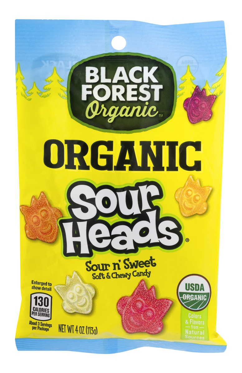 slide 1 of 2, Black Forest Organic Sour Heads Candies, 4 oz