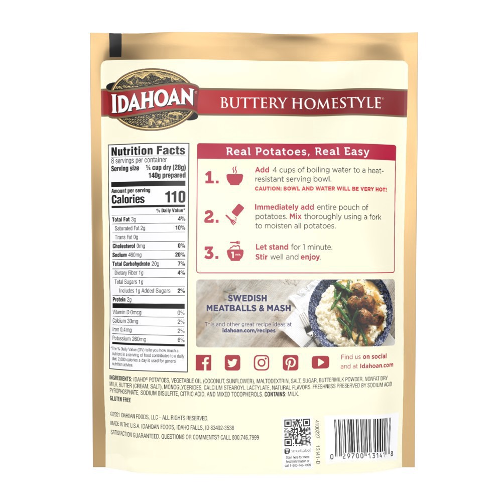 slide 15 of 18, Idahoan Buttery Homestyle Mashed Potatoes Family Size 8 oz, 8 oz