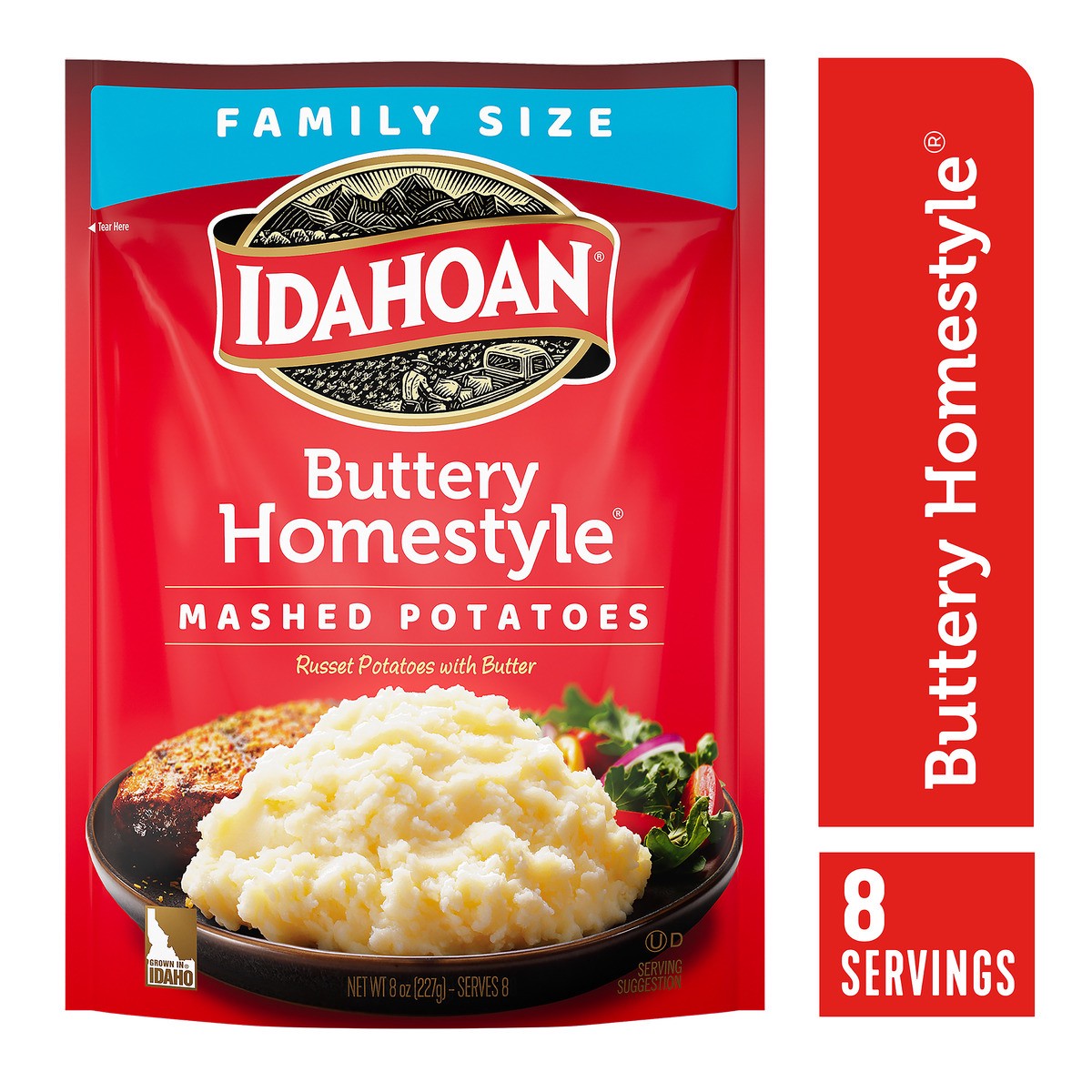 slide 1 of 18, Idahoan Buttery Homestyle Mashed Potatoes Family Size, 8 oz