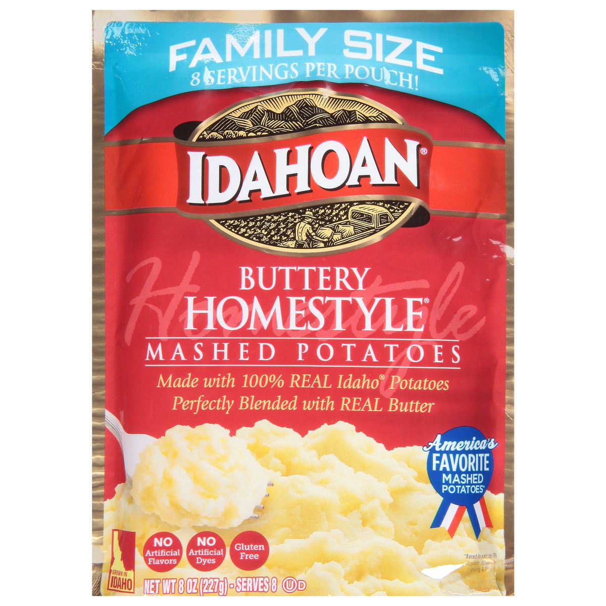 slide 1 of 18, Idahoan Buttery Homestyle Mashed Potatoes Family Size 8 oz, 8 oz