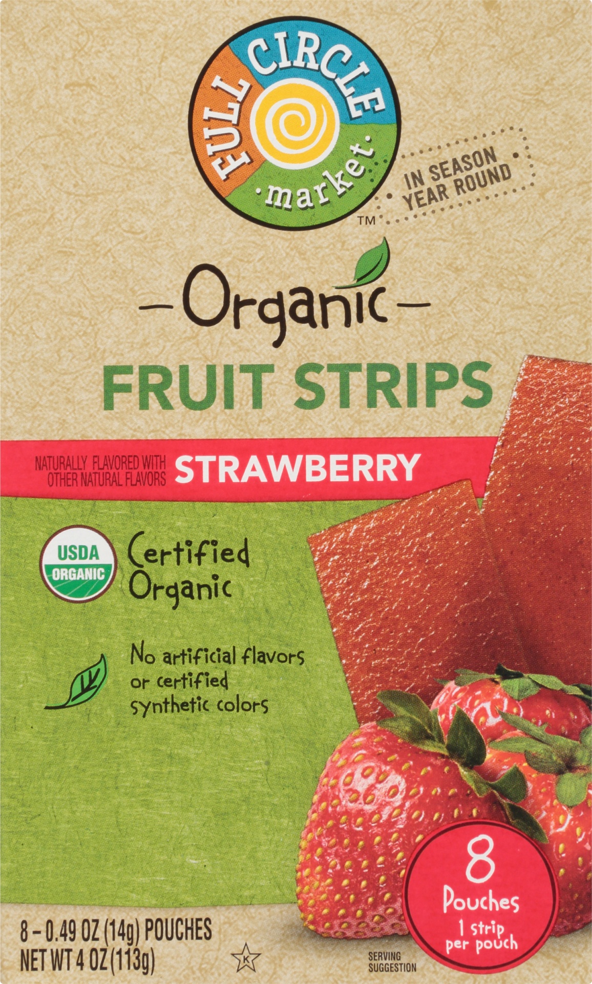 slide 4 of 6, Full Circle Market Strawberry Real Fruit Strips, 8 ct; 4 oz