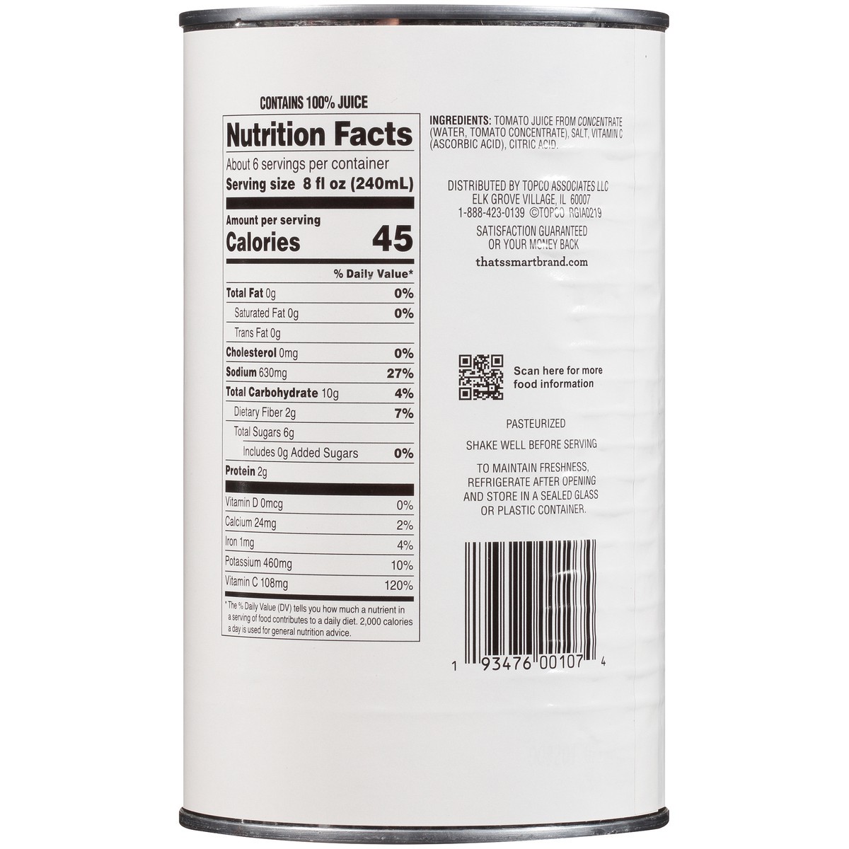 slide 4 of 15, That's Smart! Tomato Juice from Concentrate 46 fl oz, 46 oz