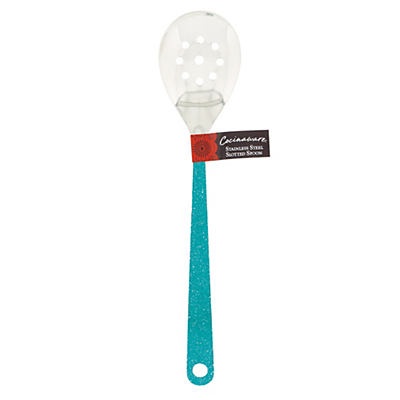 slide 1 of 1, Cocinaware Aqua Speckled Stainless Steel Slotted Spoon, 1 ct