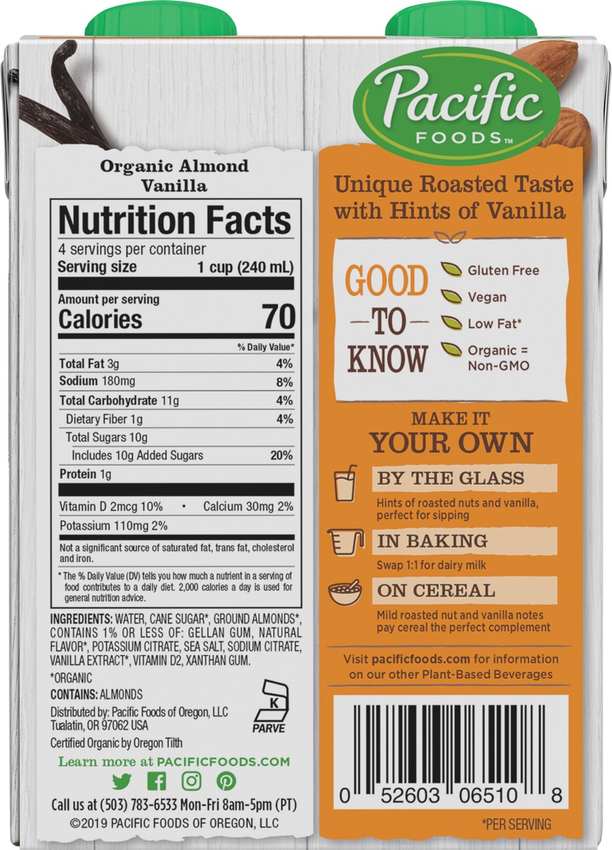 slide 10 of 10, Pacific Foods Beverage Almond Organic 4pk, 8 fl oz