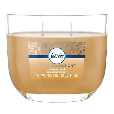 slide 1 of 1, Febreze Home Collections Ambered Oud Dual Wick Candle, 12 oz