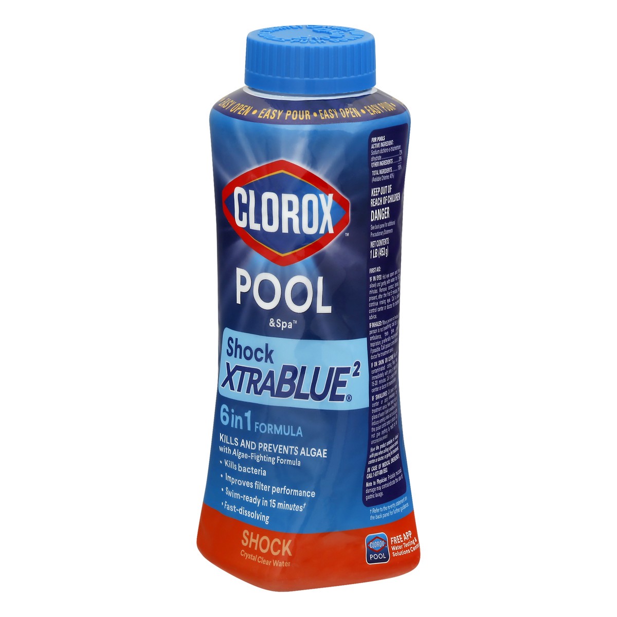 slide 2 of 9, Clorox Shock XtraBlue2 Crystal Clear Water Pool & Spa 1 lb, 1 lb
