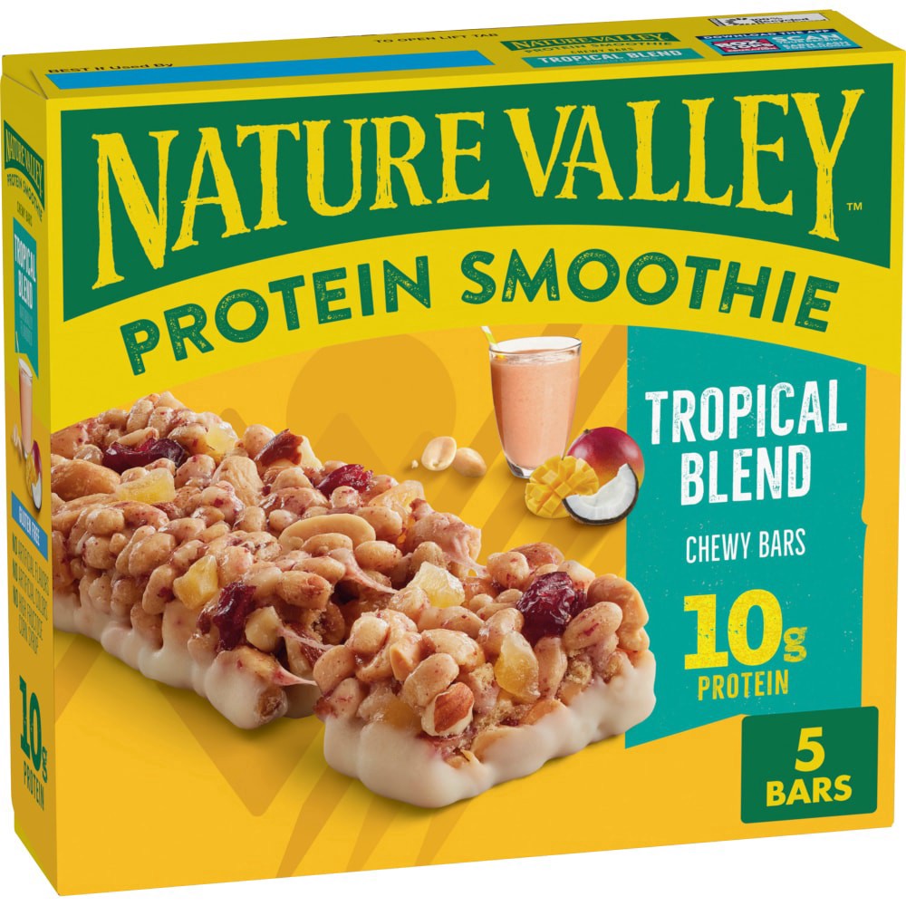 slide 6 of 6, Nature Valley Protein Smoothie Tropical Blend Chewy Snack Bars, 5 ct; 7.1 oz