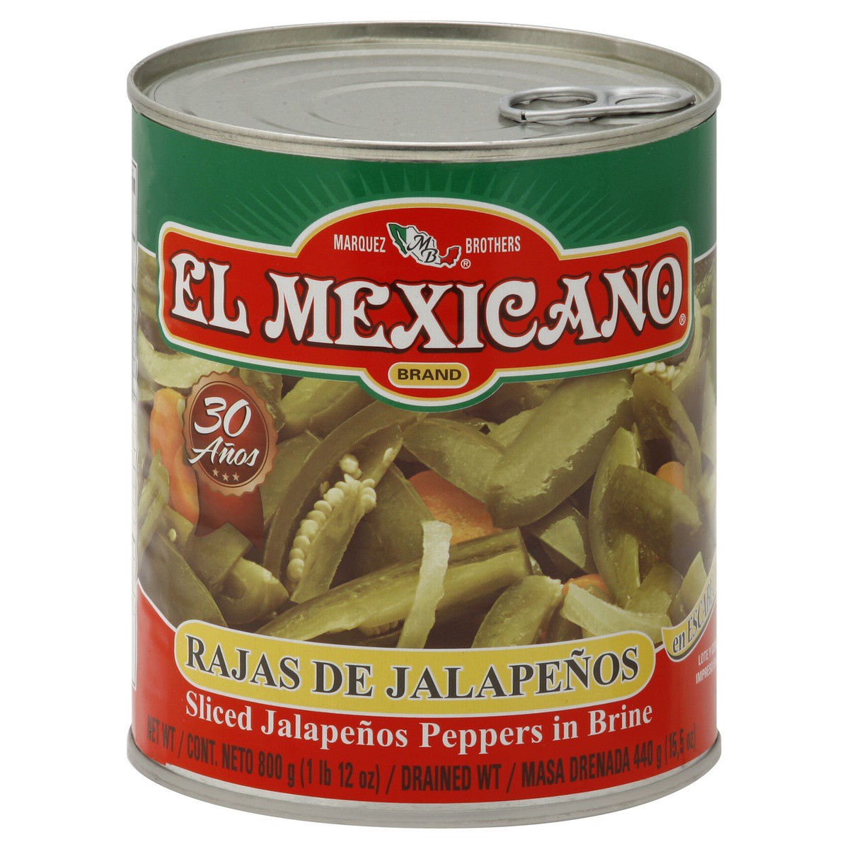 slide 1 of 2, El Mexicano Sliced Jalapenos Peppers in Brine 800 g, 800 g