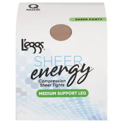 L'eggs Sheer Energy Nude Medium Support Leg Compression Sheer Tights - 1 pair