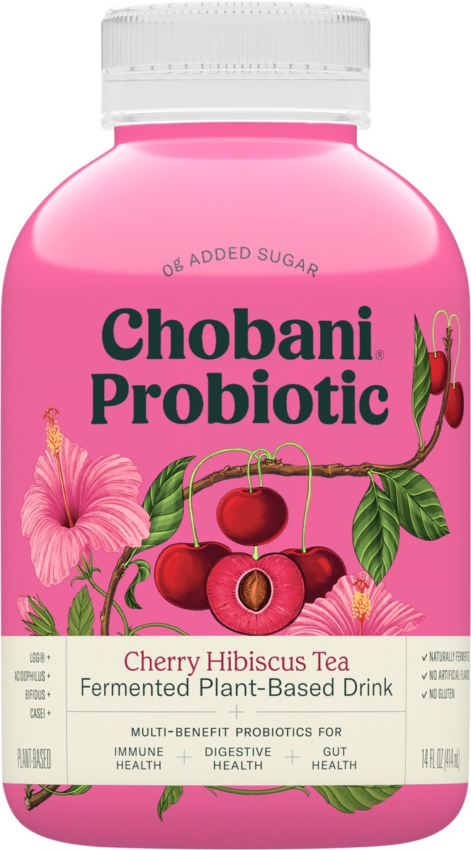 slide 2 of 9, Chobani Cherry Hibiscus Probiotic Plant Based Drink - 14 fl oz, 14 fl oz