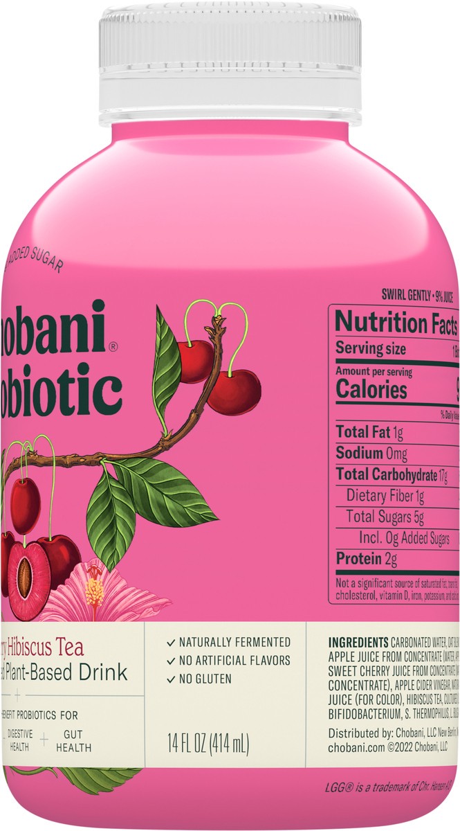 slide 5 of 9, Chobani Cherry Hibiscus Probiotic Plant Based Drink - 14 fl oz, 14 fl oz