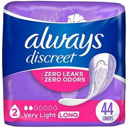Always Discreet Postpartum Very Light Absorbency Long Length Incontinence Liners - 44 Count