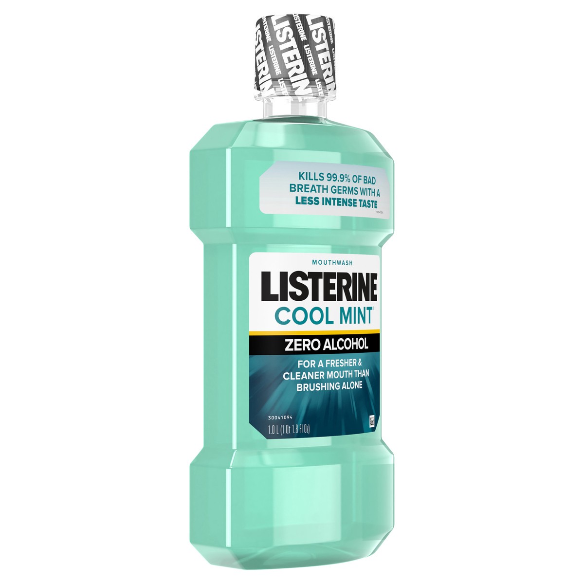 slide 4 of 6, Listerine Mouthwash, Zero Alcohol, Germ Killing, Less Intense Formula, Bad Breath Treatment, Alcohol Free Mouth Wash for Adults; Cool Mint Flavor, 1 L (Pack of 1), 33.8 oz