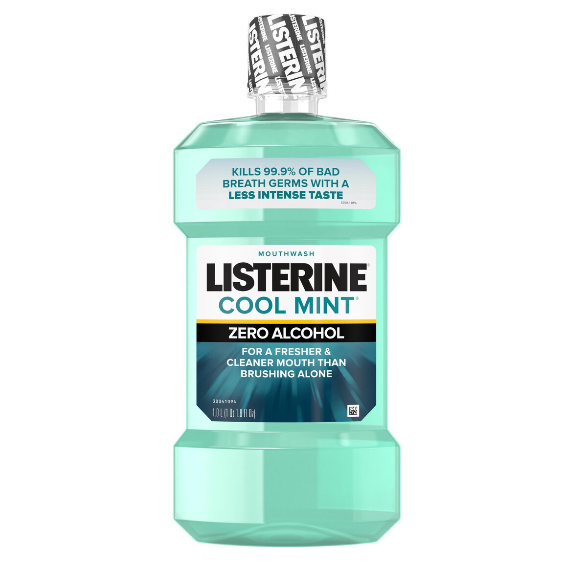 slide 2 of 6, Listerine Mouthwash, Zero Alcohol, Germ Killing, Less Intense Formula, Bad Breath Treatment, Alcohol Free Mouth Wash for Adults; Cool Mint Flavor, 1 L (Pack of 1), 33.8 oz