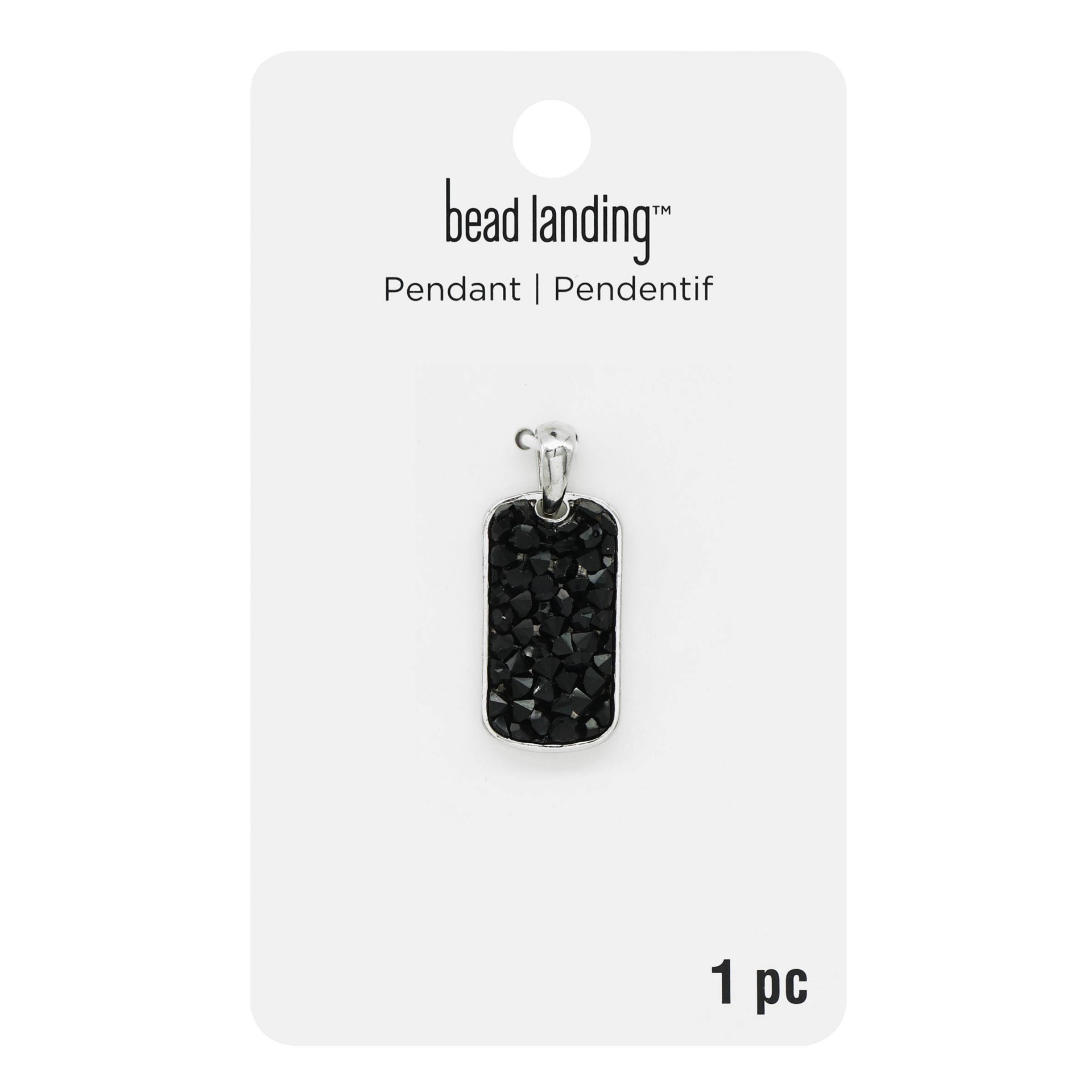 slide 3 of 3, Black Textured Dog Tag Pendant By Bead Landing, 31.48mm x 13.59mm