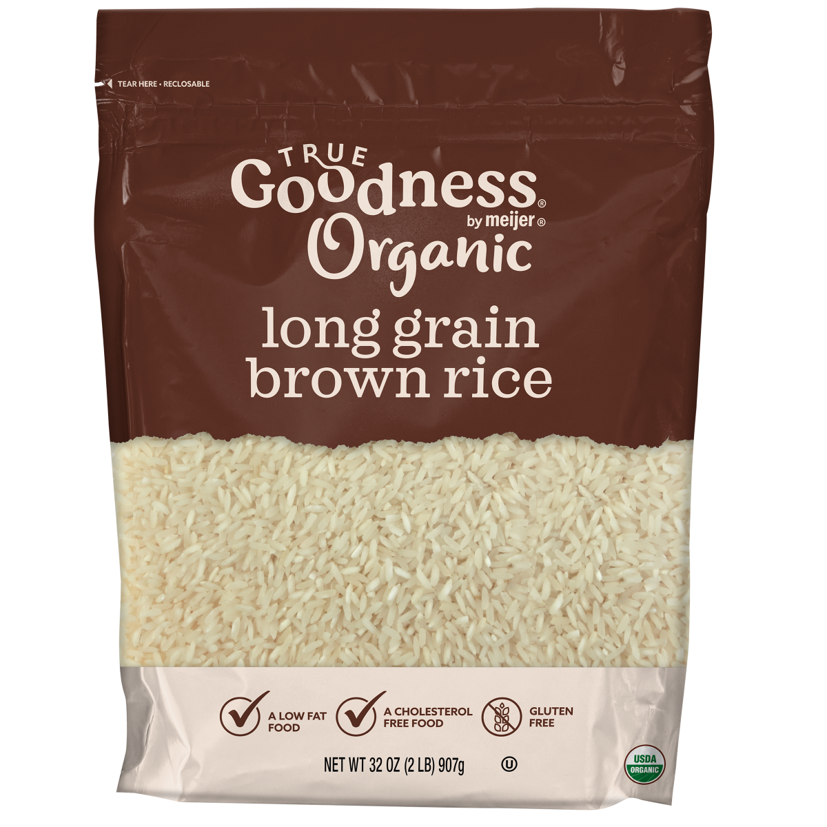 slide 1 of 3, True Goodness Organic Rice Long Grain Brown, 32 oz