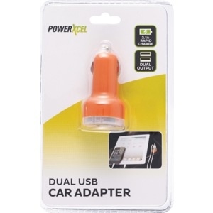 slide 1 of 1, PowerXcel Usb Car Charger 2.1, Orange, 1 ct